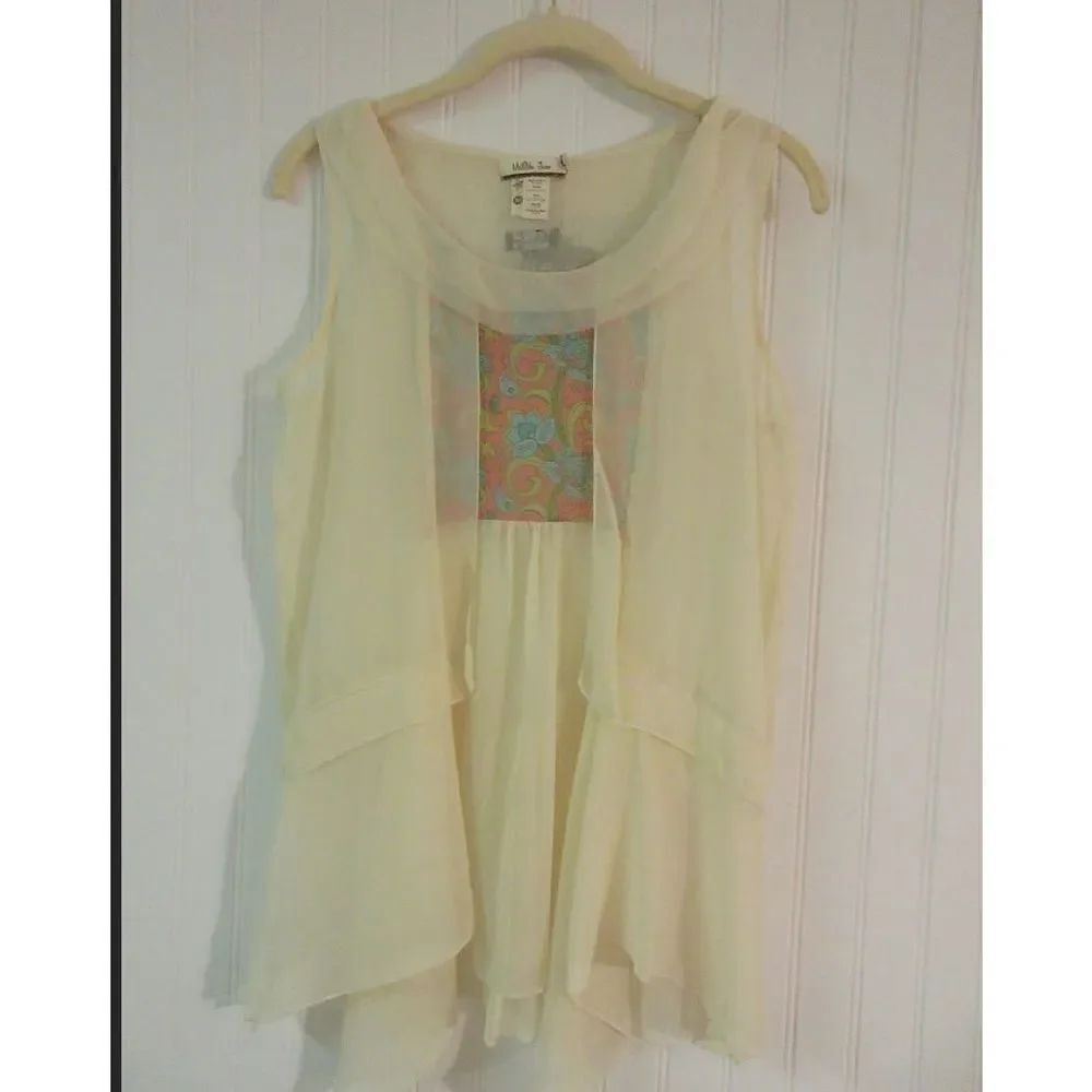 Matilda Jane blouse cream w/ contrast inset medium NWT